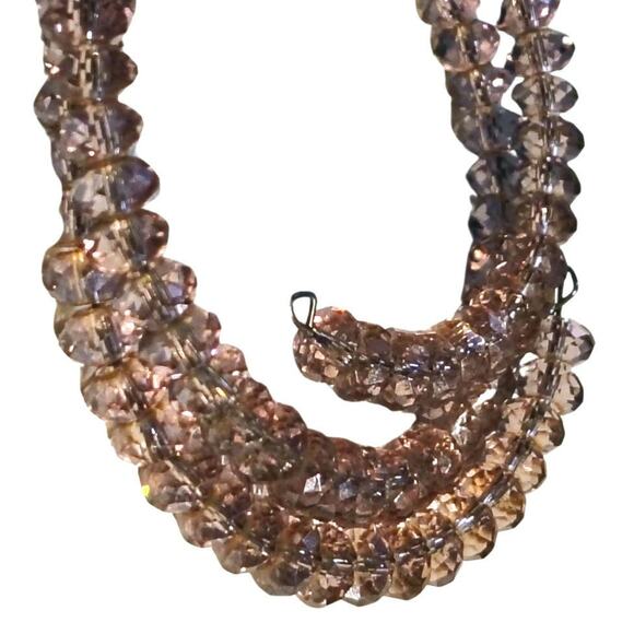 Mauve Purple Crystal Bead Memory Wire Double Strand Bracelet - Picture 4 of 4